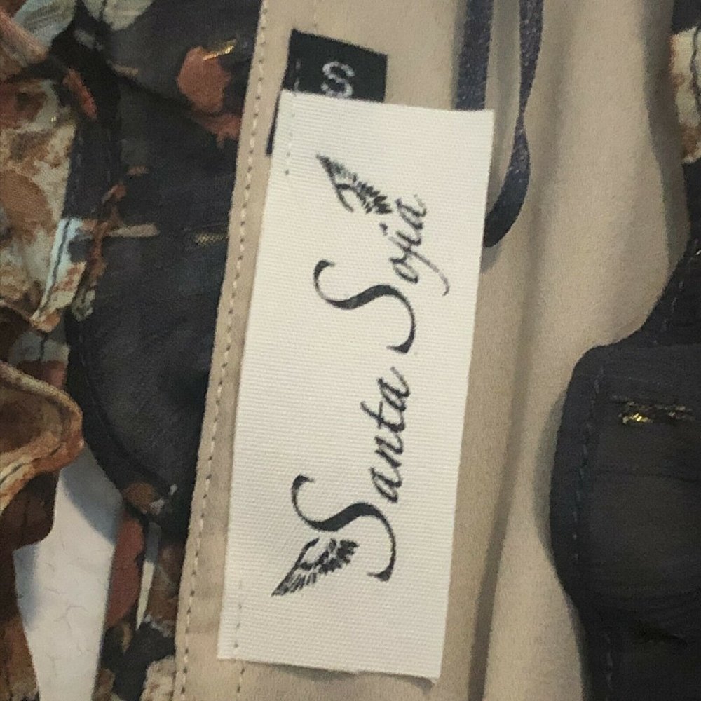 Aniche Boutique Santa Sofia Floral And Gold Peasant Dress Women Small Open Back - Picture 7 of 12